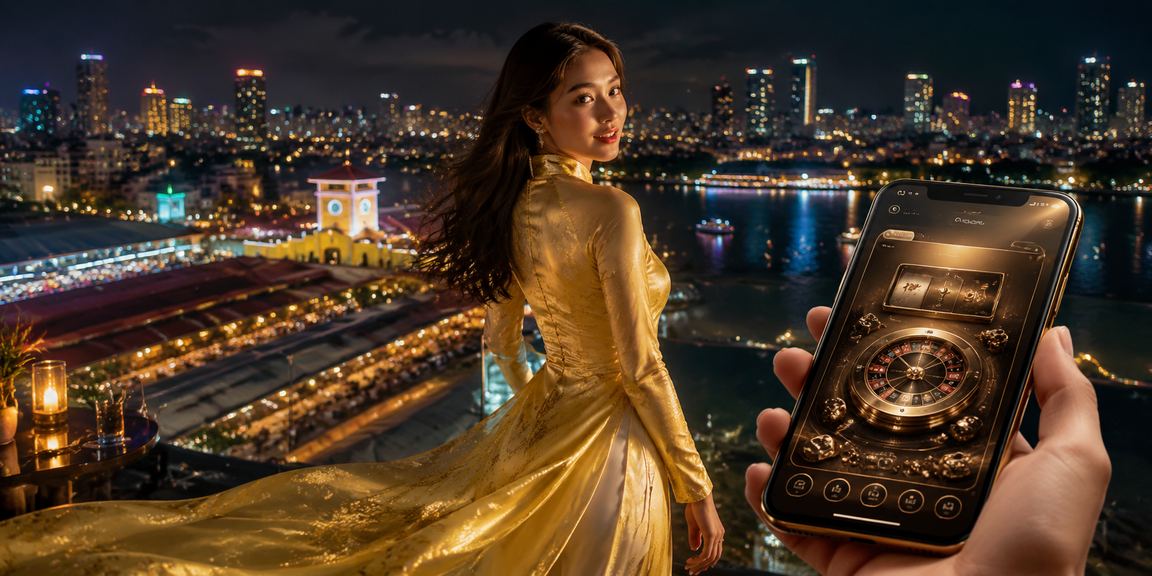 Người dùng tại TP. Hồ Chí Minh trải nghiệm casino mobile với trang phục áo dài truyền thống