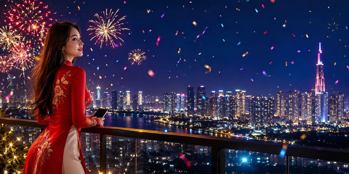 Người dùng TP. Hồ Chí Minh mặc áo dài đăng ký tài khoản và nhận bonus trực tuyến